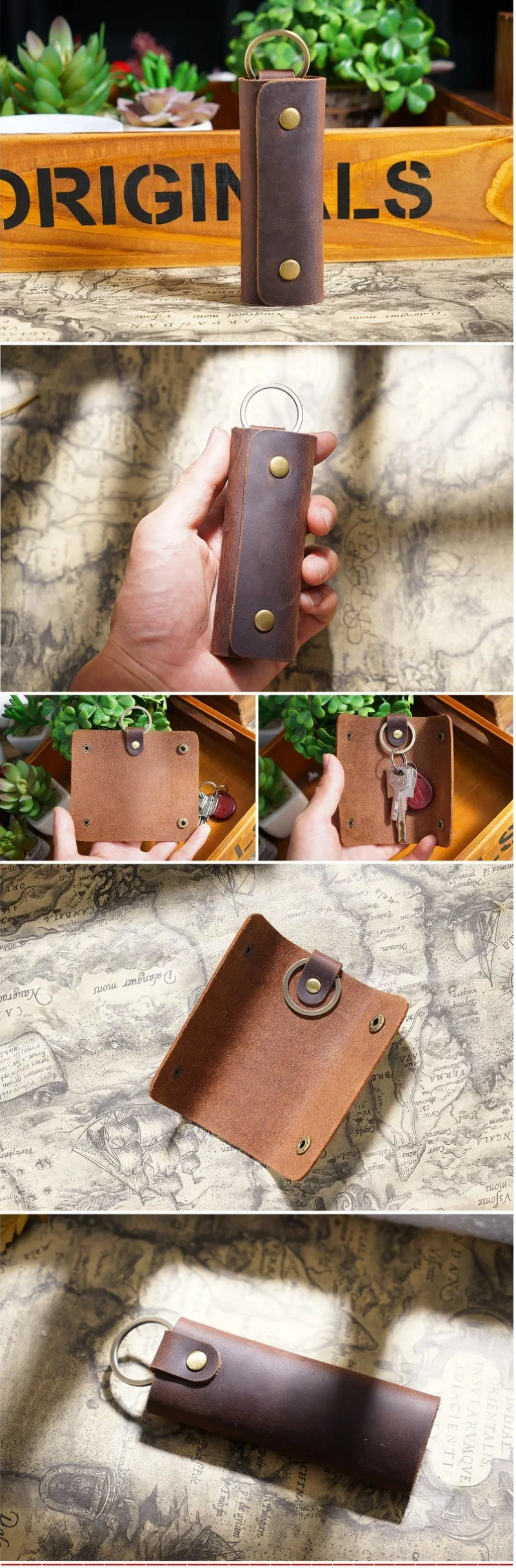 Genuine Leather Key Holder Small Home Keys Storage Bag Minimalist Key Ring Pouch Cow Leather Personalized Key Organizer Wallet