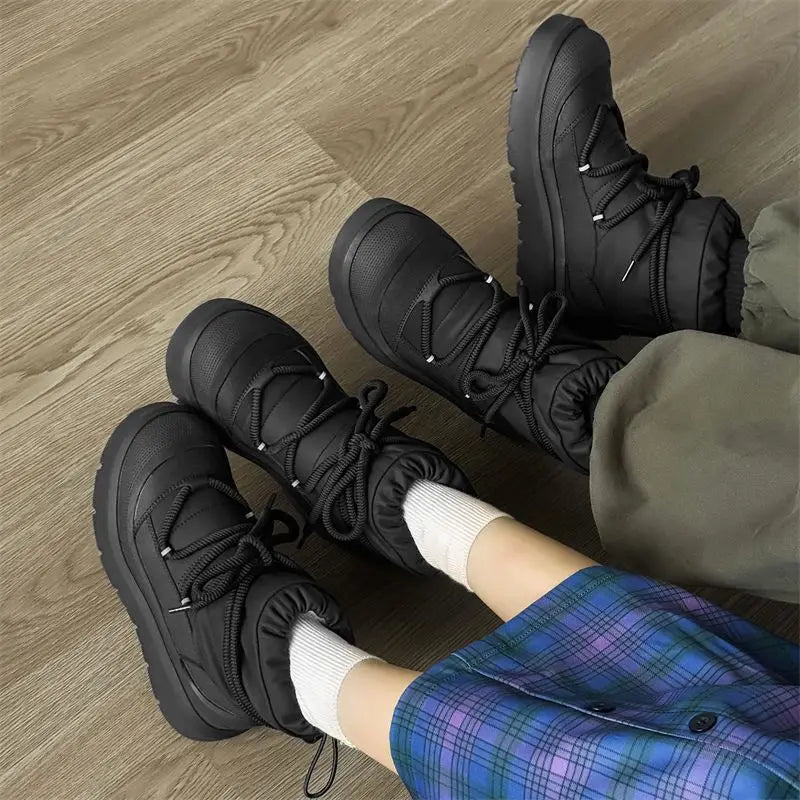 Men's Snow Boots Autumn and Winter Thickened Fashion Casual Bakers Shoes Fur-Lined Thickened Warm Mid-Calf Cotton Shoes