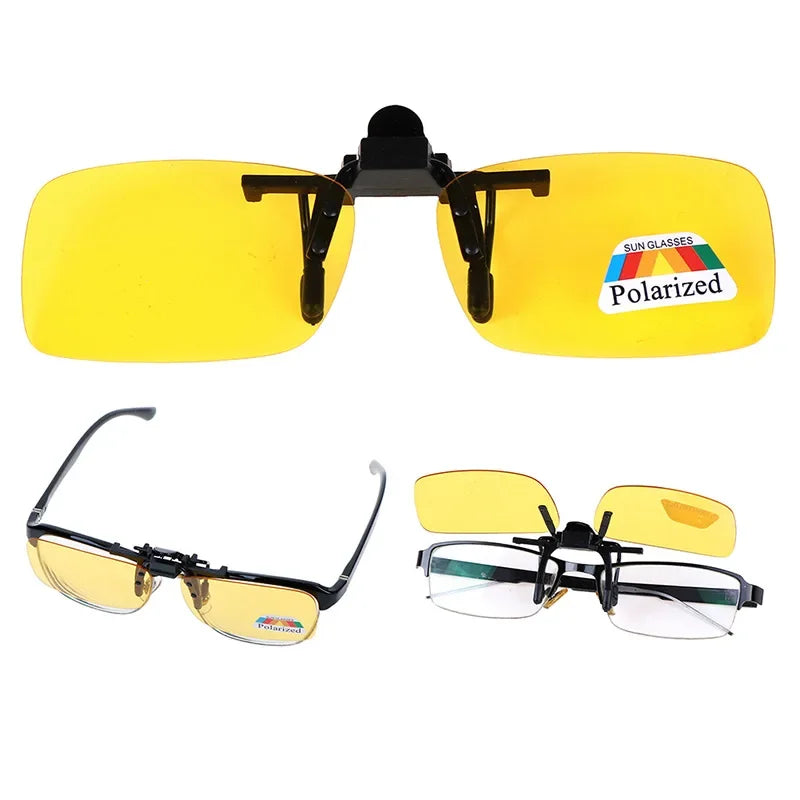 Fishing Polarized Pilot Flip Up Clip on Sunglasses Men Photochromic UV400 Women Driving Sun Glasses Color Change Night Vision