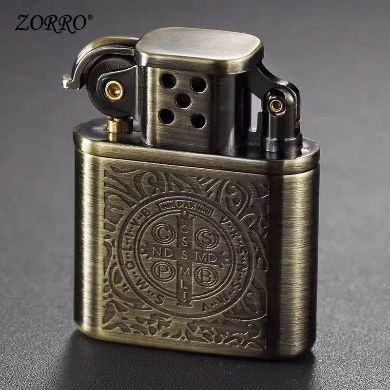 ZORO Vintage Metal Constantini Kerosine Lighter Flint Copper Oil Cigarette Lighter Antique Series Lighter