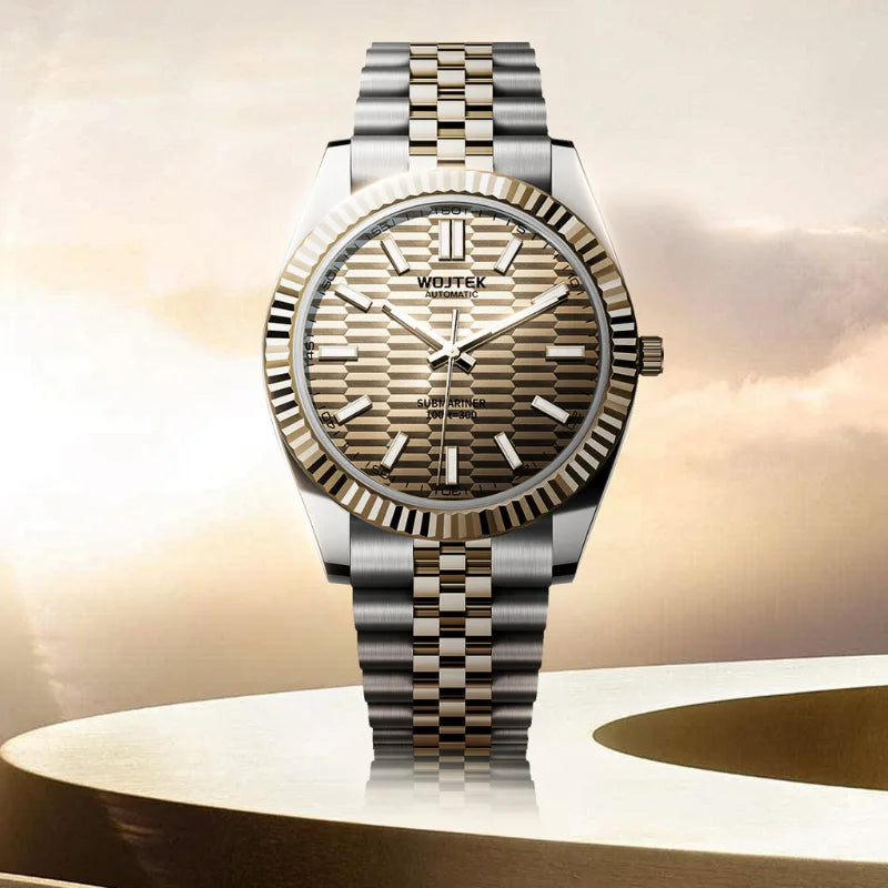 Automatic Mechanical Watch Log-Style with 40mm Diameter 14mm Thickness Steel Case and Strap Luminous Function 3ATM