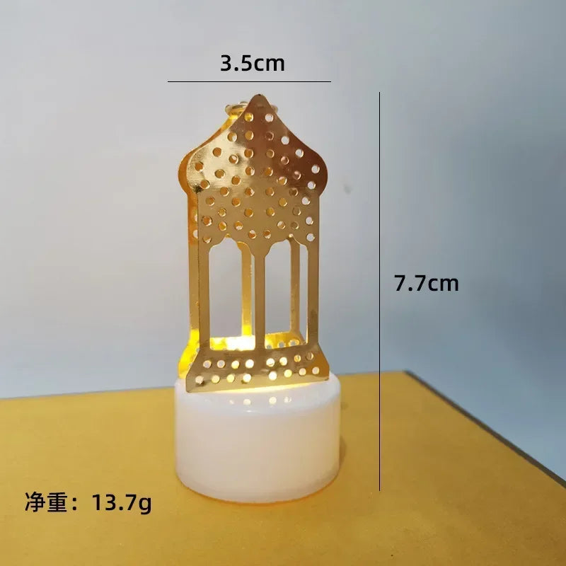 Ramadan Decoration Eid Mubarak Iron Candle LED Light Ornament Islam Muslim House Party Decoration Gift Not Include Battery