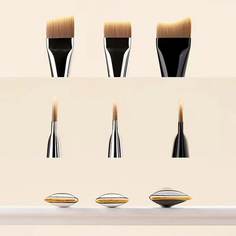 1PCS Ultra Thin Crescent Foundation Brush Lightweight Face Contour Brush Black Handle Contour Brush Mixed Foundation Cream Tool