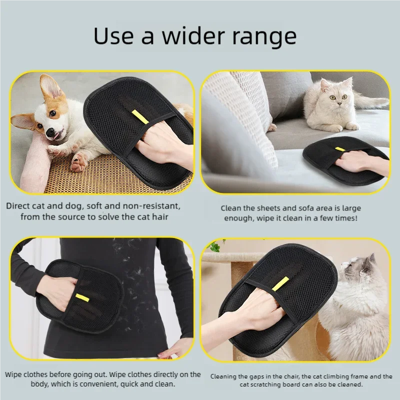 Pet Hair Removal Tool Reusable Static Removal Gloves, Double-Sided Grooming Gloves for Pets, Removes Pet Fur Hair for Carpets
