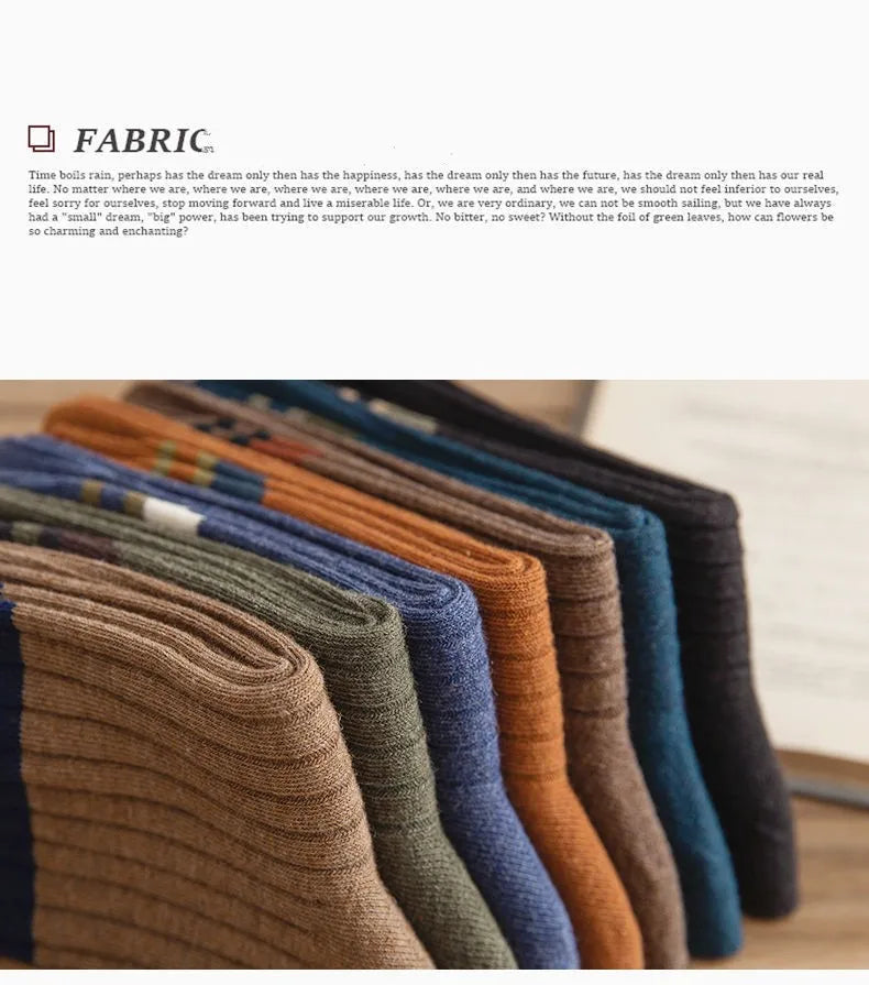7 Pairs of Men's Striped Socks Fashionable Casual Socks High Quality Harajuku Retro Socks for Men Large Size Long Socks
