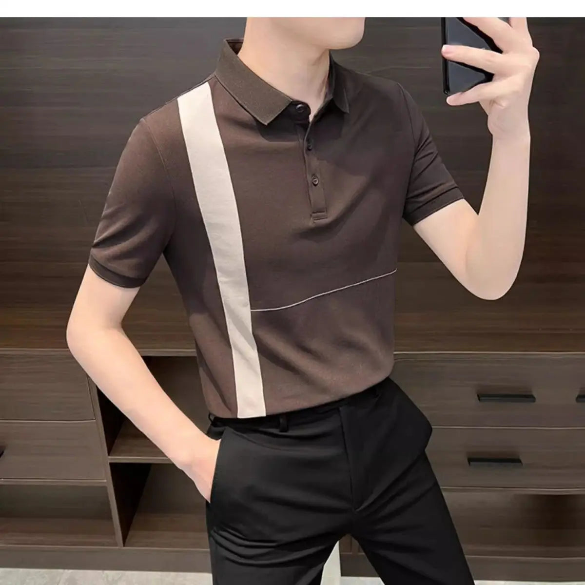 Summer Men's Clothing 2025 New Summer Top Cool and Stylish Ice Silk Trendy Brand Polo Shirt
