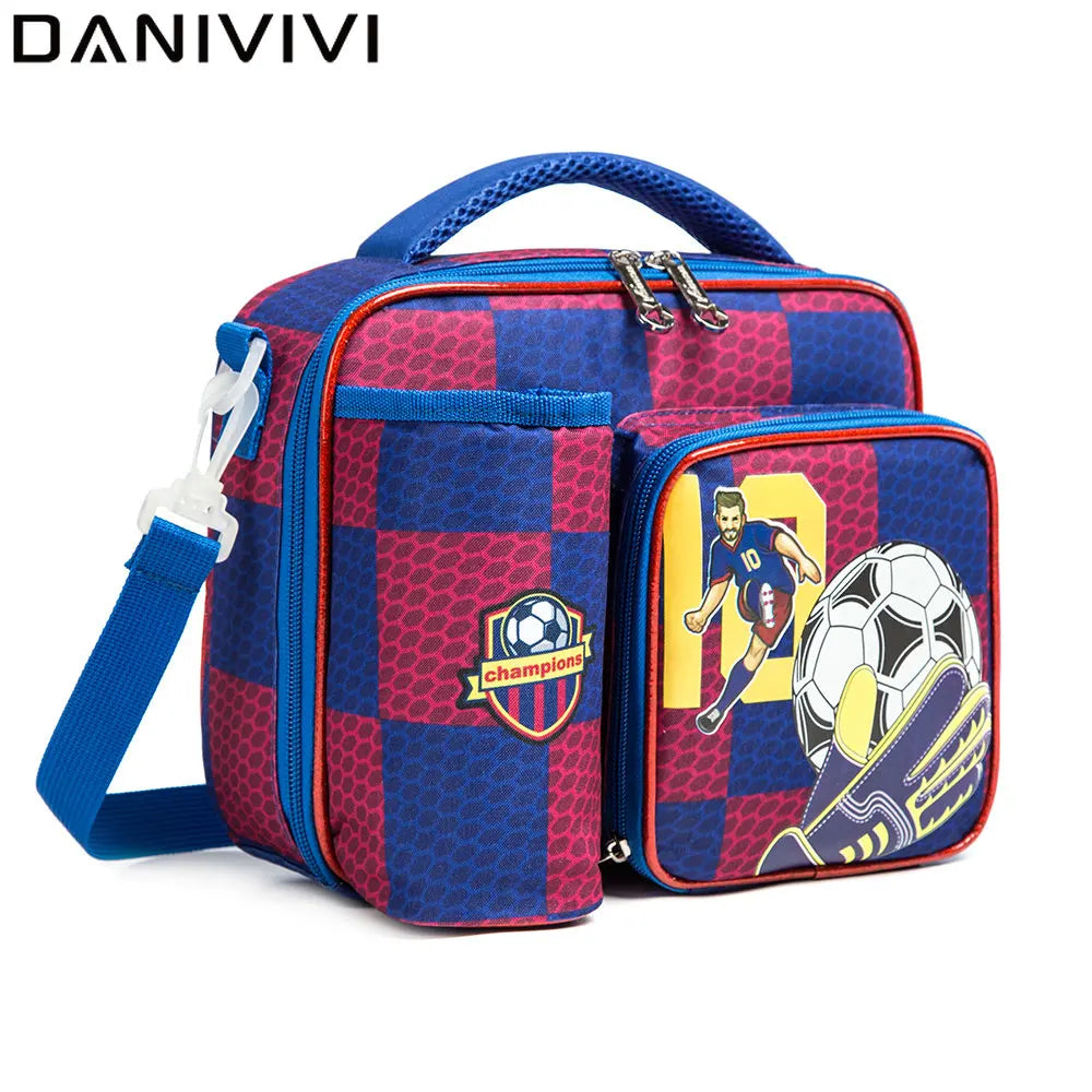 Primary School Lunch Bags for Children Complete Kit Handbags for Boys Lunch Box With Bottle Pockets Lunch Accesorios for Kids