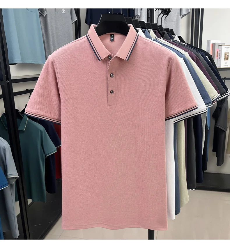 100% pure cotton summer men' luxury brand polo shirt temperament golf short style business casual high-quality T-shirt short top