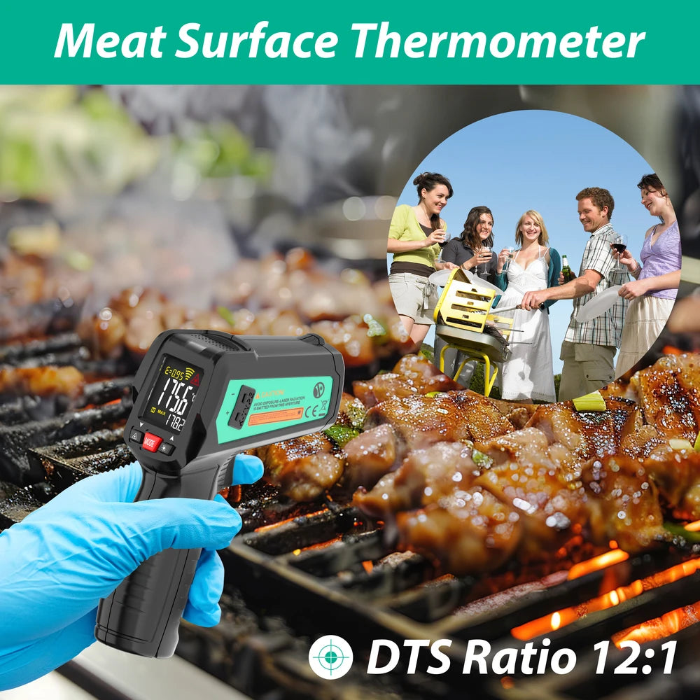 MASTFUYI 13 Point Infrared Positioning Thermometer -50°C~580°C Laser Digital Thermometer Color LCD Pyrometer Ambient Recorder