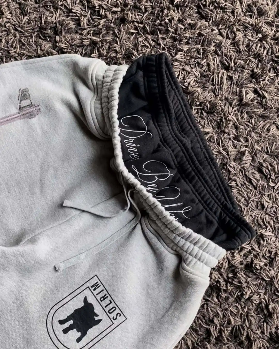 Grey pair of trousers sweatpants men and women gothic hip-hop embroidered embroidered pants casual elastic waist jogging pants