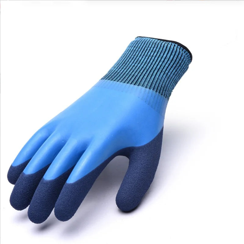 The Labor Protection Wear-resistant and Warm Gloves Are Double-layer Impregnated with Rubber Waterproof Anti-slip and Practical