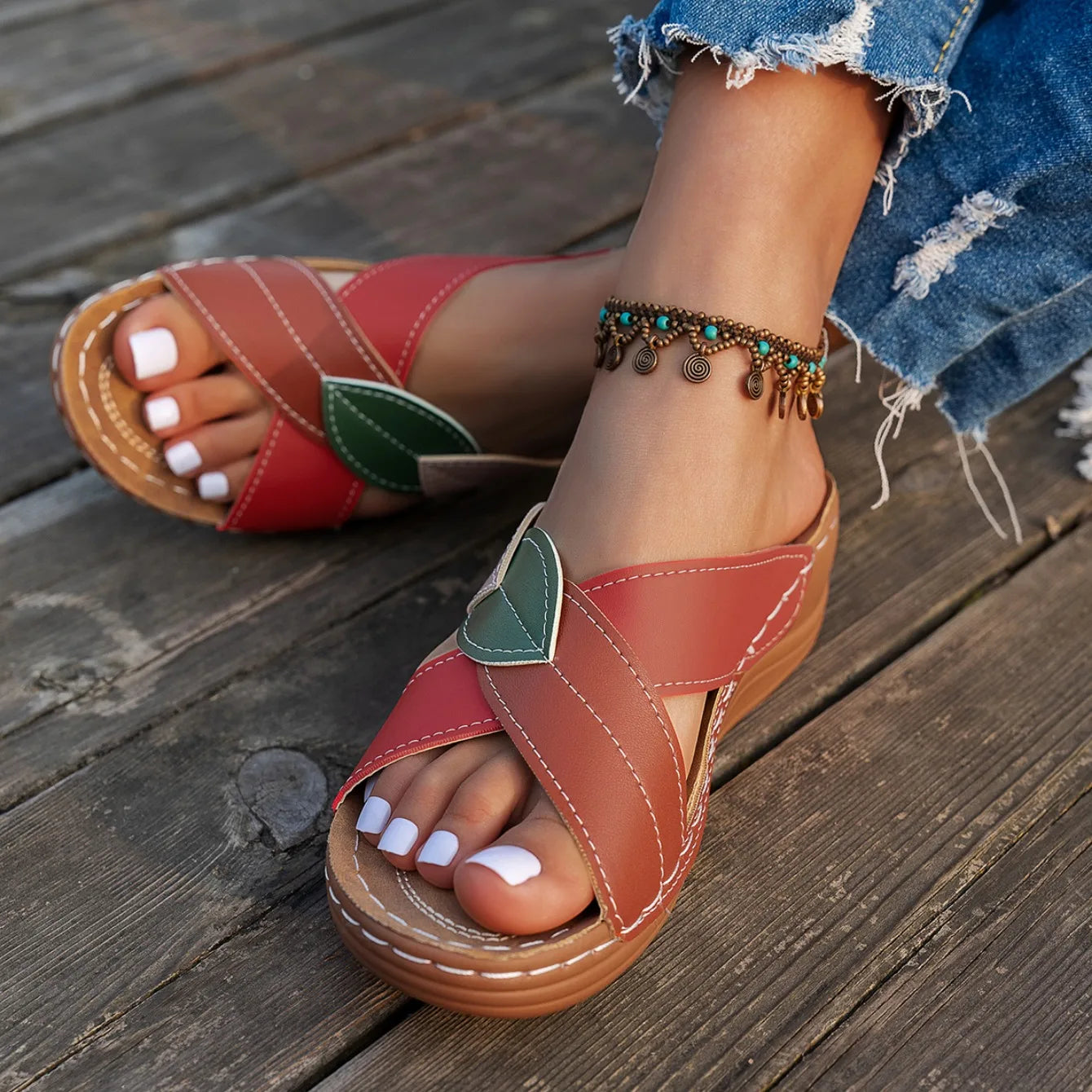 Women Slippers 2025 Summer Shoes Woman Mix Color Heels Sandals Summer Women Elegant Heeled Footwear Slippers slides Women