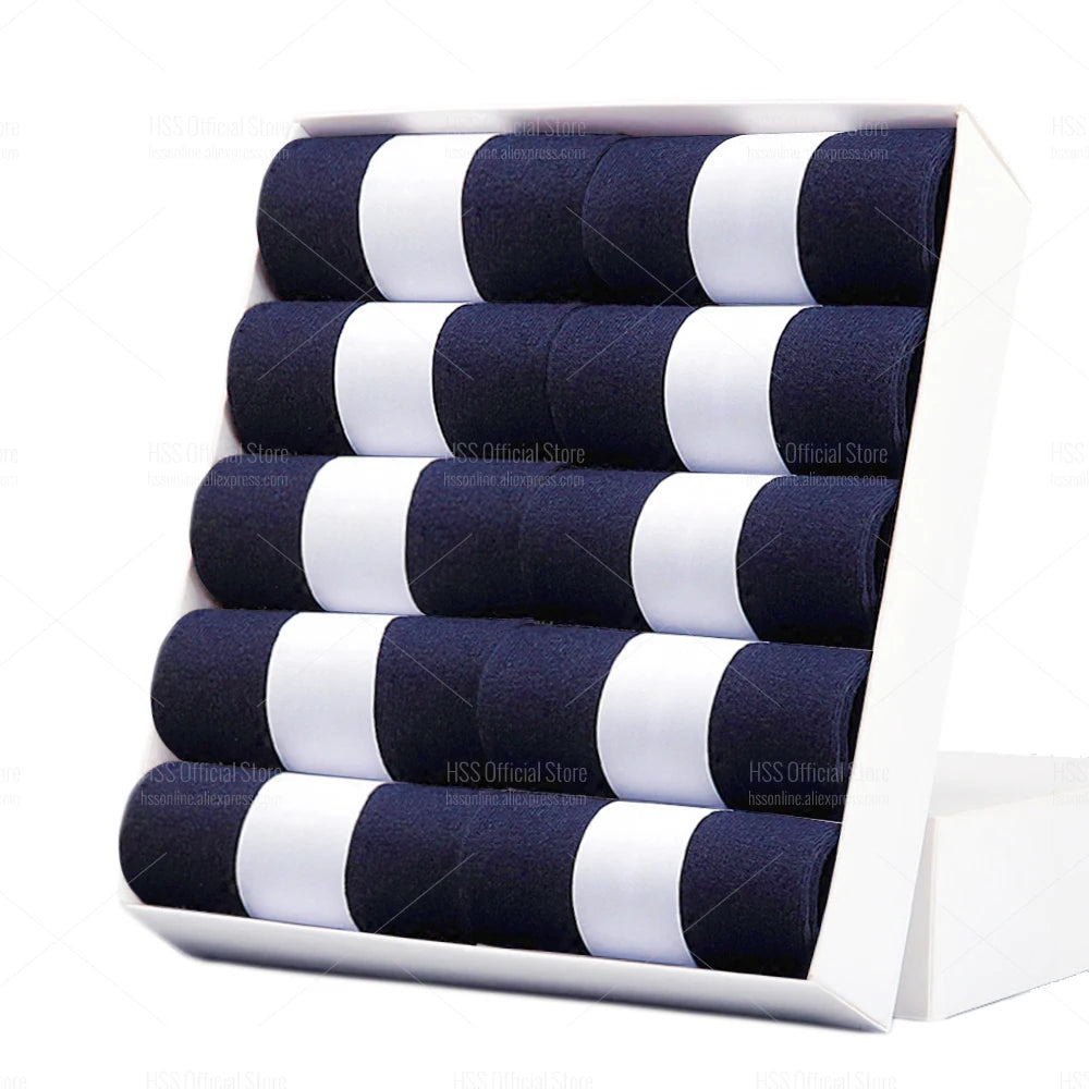 HSS 5/10 Pairs Men's Cotton Blend Socks Black Business Men Socks Soft Breathable Summer Winter for Male Socks Plus Size (6.5-14)