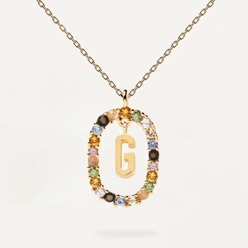 925 Sterling Silver Gold Letters A - Z Initial M S C K Alphabet Pendente Long Chain Necklace Say My Name Fine Jewelry