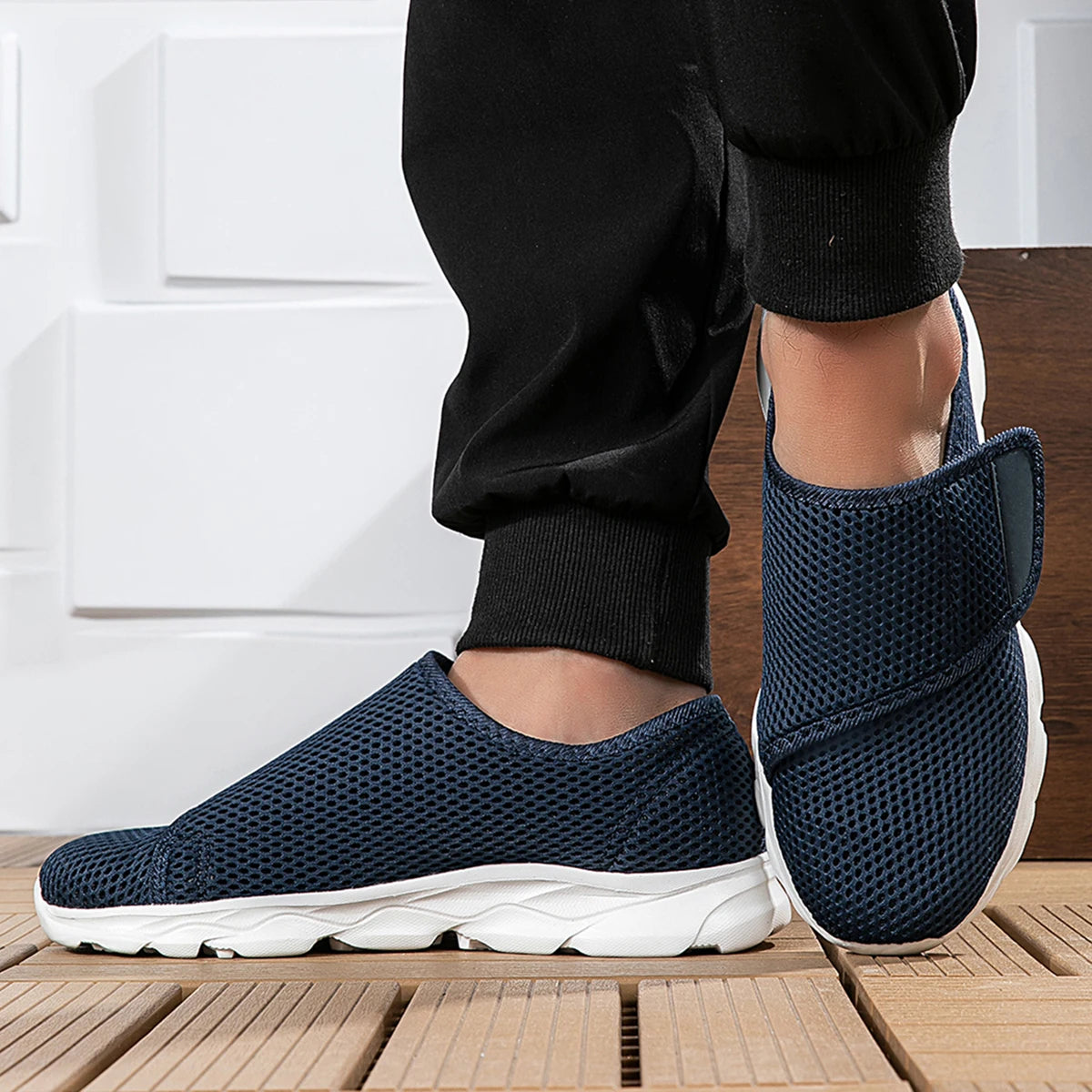 Wide Feet Breathable Mesh Slip On Walking Shoes, Extra Wide Toe Box No Squeeze Toes, Lightweight Soft Sole Casual Lazy Sneakers