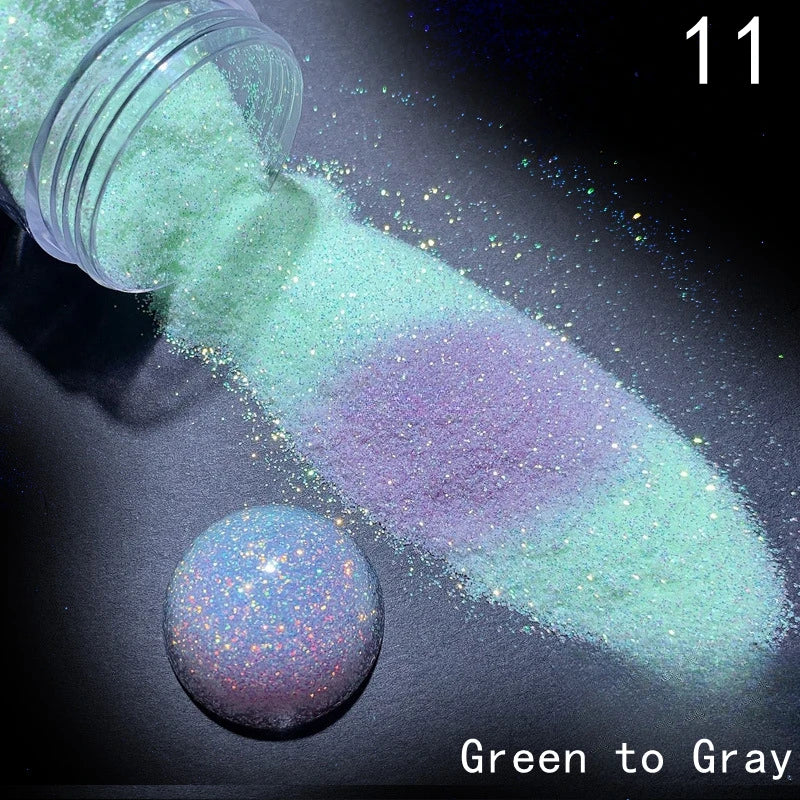 10g/box UV Sensitive Color Temperature Changing Powder DIY Handmade Nail Art Glitter Powder UV Light-changing Cosmetic Pigments