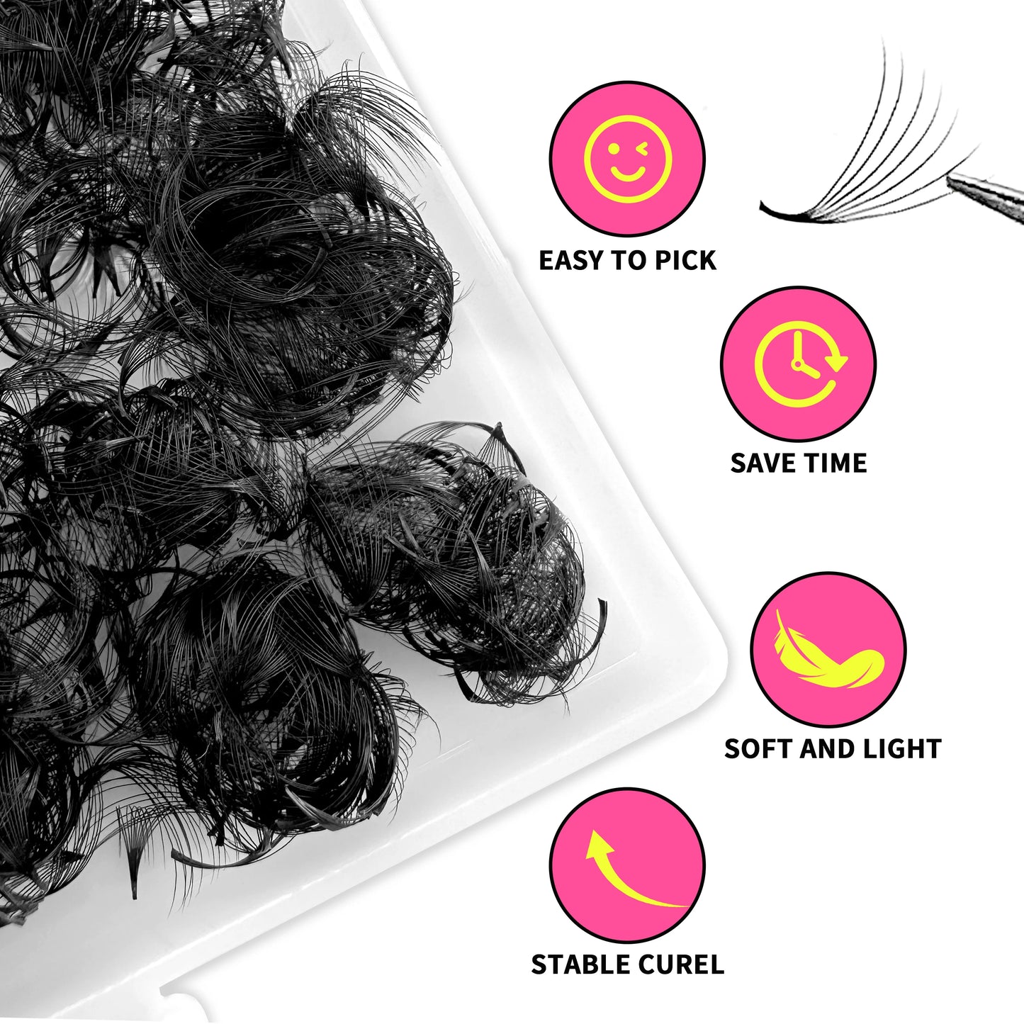 ABONNIE 500 Fans Loose Narrow Fan Lashes 8D-20D 8-15mm Pointy Base Premade Medium Stem Sharp Thin Russian Volume Eyelash