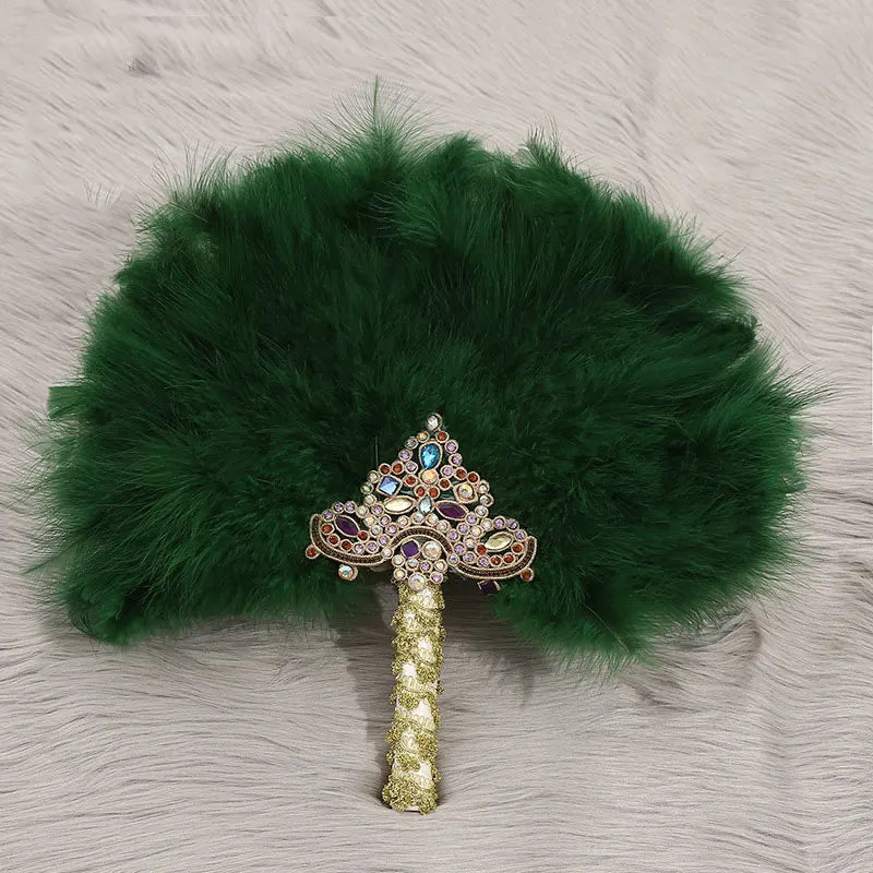 Western Wedding Bride Holding Fan, Big Round Feather Fan, Stage Performance, Dance Fan, Photography Prop, Wedding Supplies