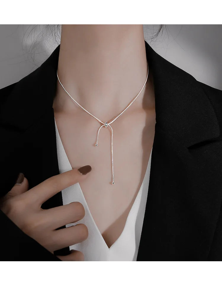 925 Sterling Silver Neck Snake Chain Necklaces Women Luxury Jewelry Exquisite Elegant Aesthetic Charms Accessories Argent 925