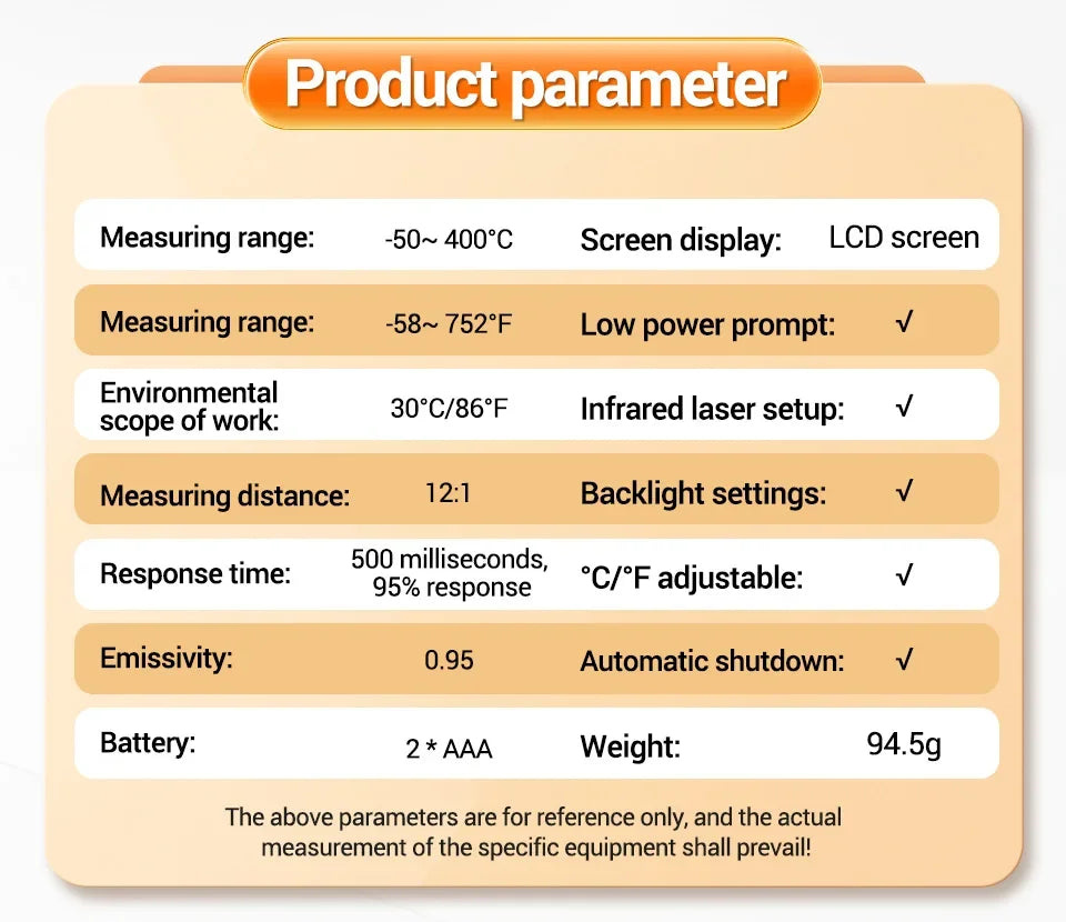 ANENG TH201 Digital Thermometer Handheld Non-Contact Laser Temperature Meter Gun Temperature Tester Instruments Pyrometer