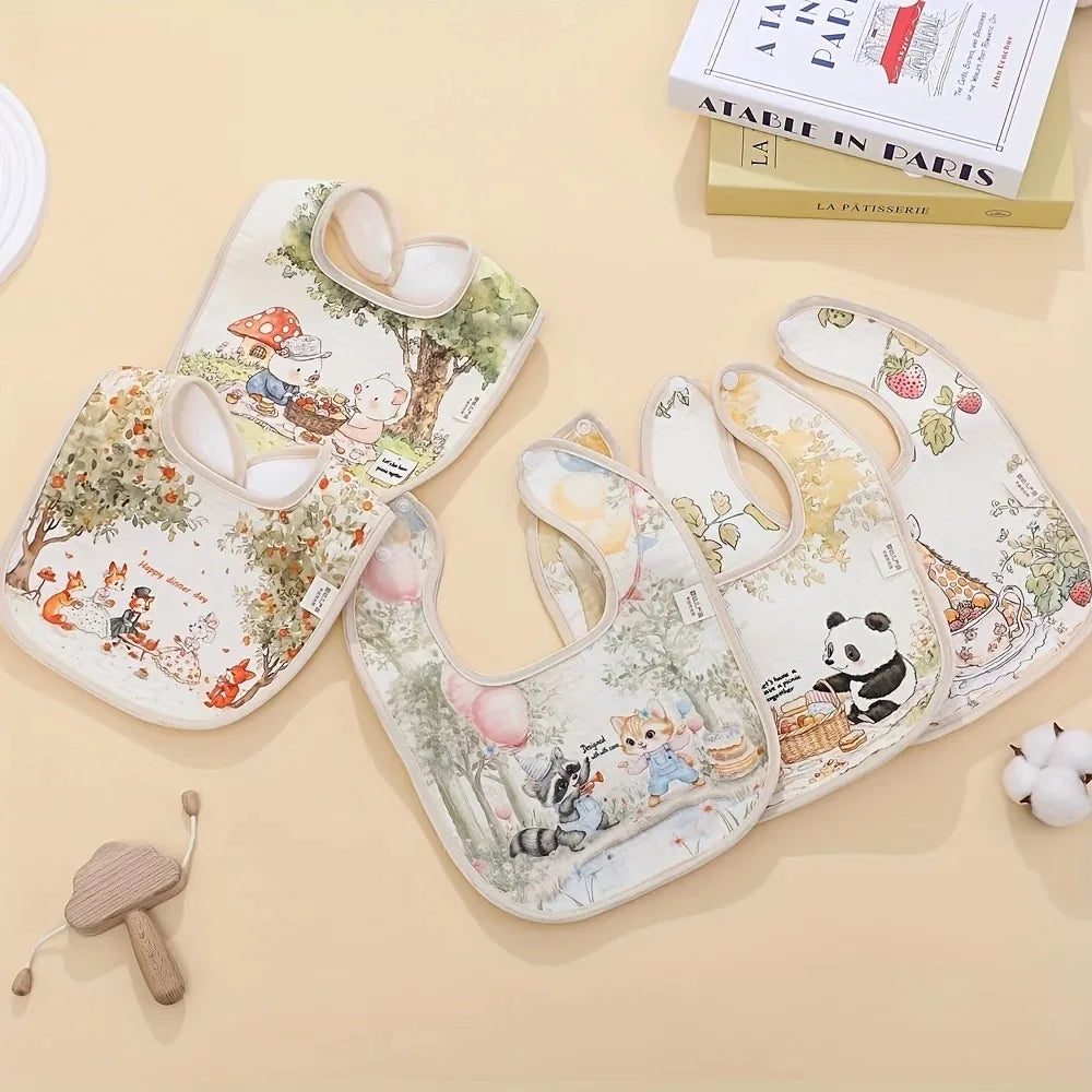 New Cotton Baby Bibs Adjustable Neck Baby Care Burp Clothes Washable Waterproof Eating Protector for Girls Boys