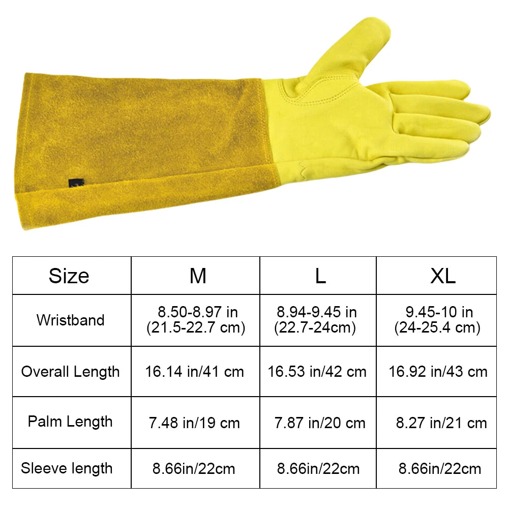 1 Pair Long Thorn Proof Gardening Gloves Breathable Leather Working Mitten with Forearm Protection Floral Gauntlet for Women Men
