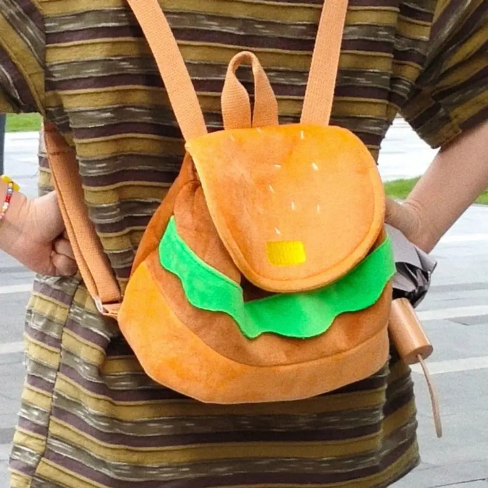 Storage Bags Girls Shoulder Bags  Coin Purse Kindergarten School Bag Cartoon Burger Bag  Pack Hamburger  Backpack