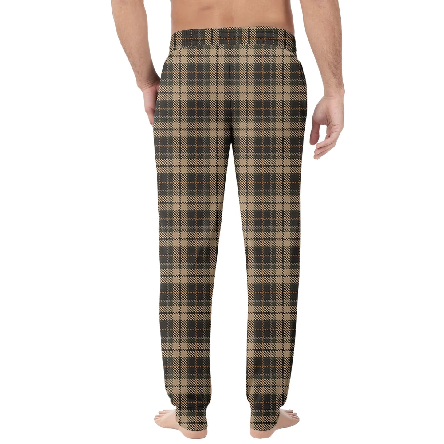 Men'S Plaid Casual Pants Checkered Pattern Cuffed Design Comfortable Fabric Suitable Daily Wear All Seasons Trendy Pajama Pants