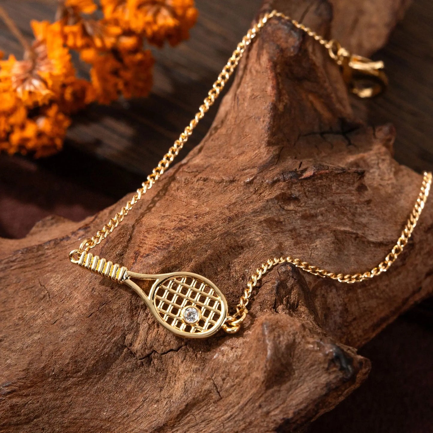 Tennis Racket Necklace Minimalist Alloy Pendant Sporty Chic Choker Adjustable Chain Athleisure Jewelry Gift for Her