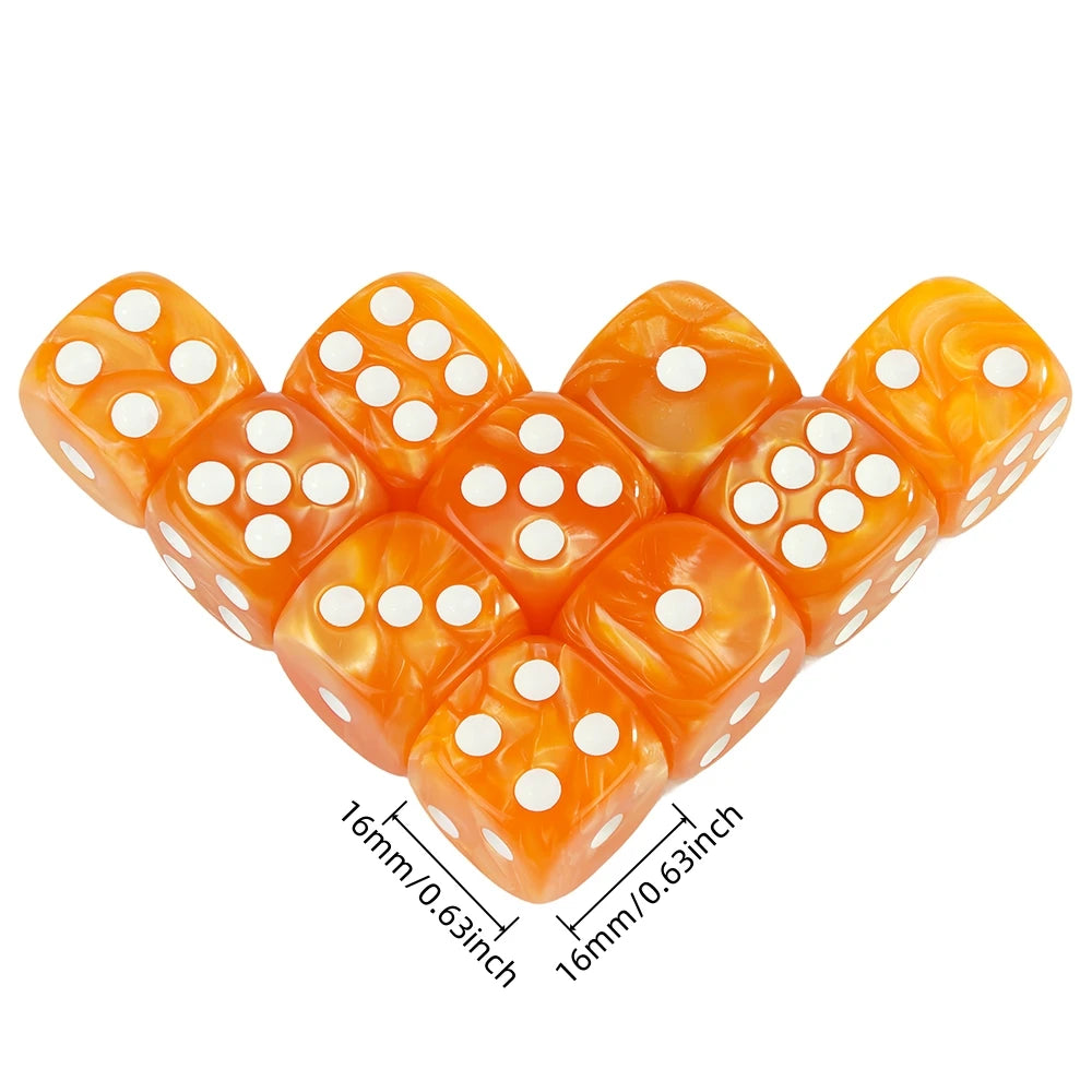 Marble Effect D6 Dice 10pcs 16mm Board Game Dice for Club Party DND RPG Board Game Bar Table Accessories