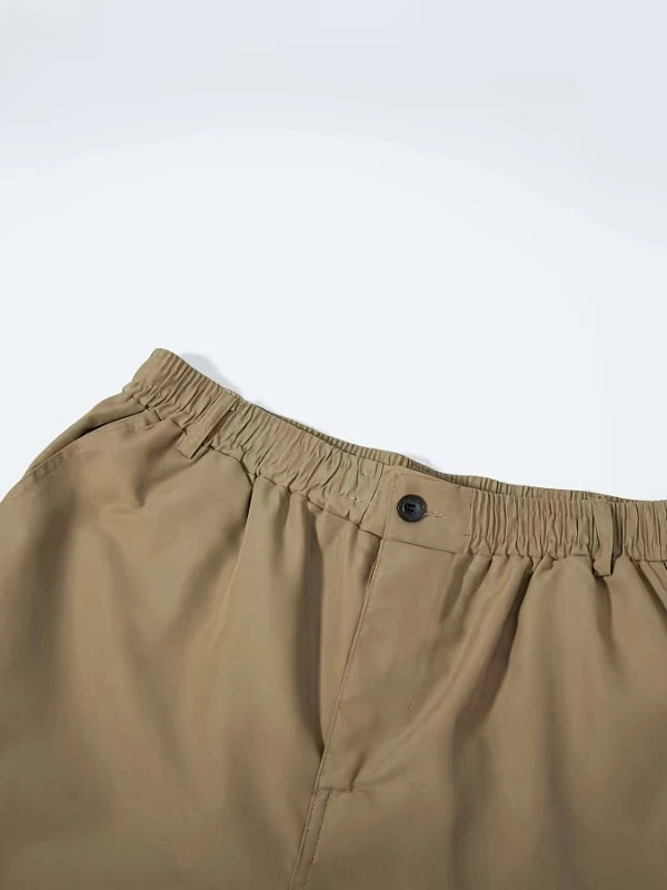 Men's Casual Fashion Pants 100% Polyester Fiber Long Trousers Comfortable Loose Fit Basic Solid Color for Daily Wear