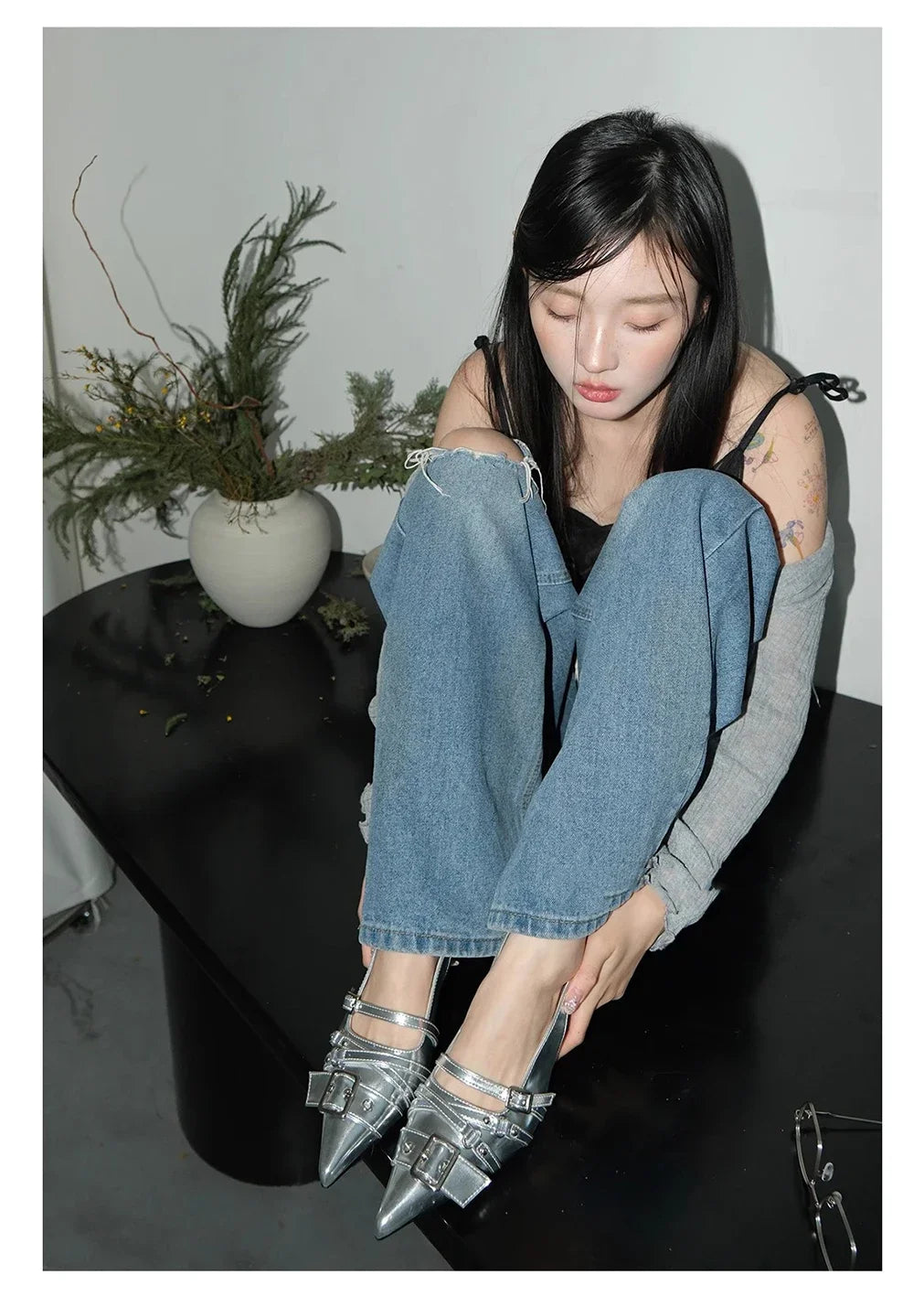 Pointed Toe High Heels Women Wear Belt Buckle Baotou Cold Slippers 2025 Half Drag Back Empty Single Shoes