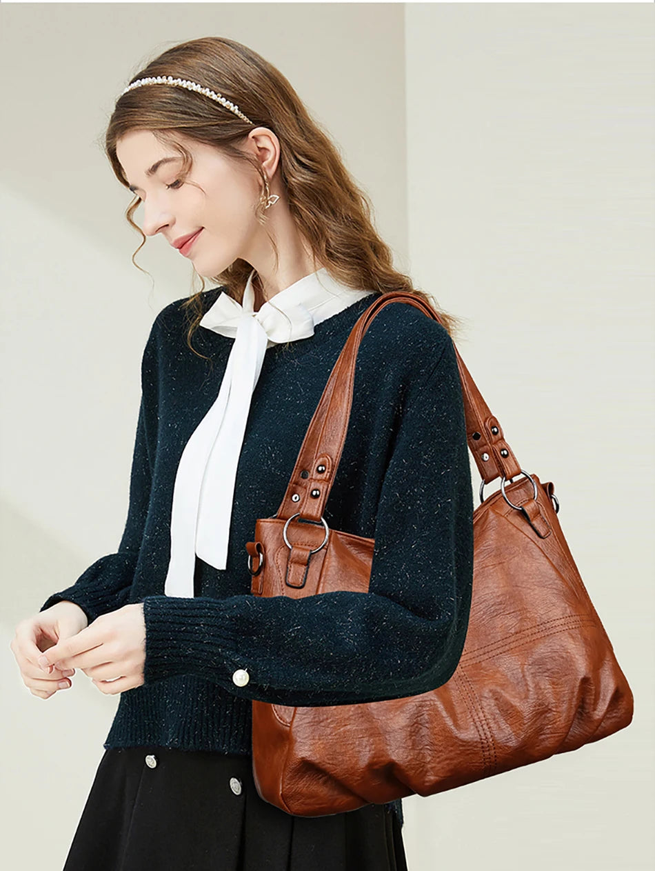 Fashionable Simple Handbag Famous Luxury Designer Women Tote Bag High Quality Soft Leather Large Capacity Women's Shoulder Bags