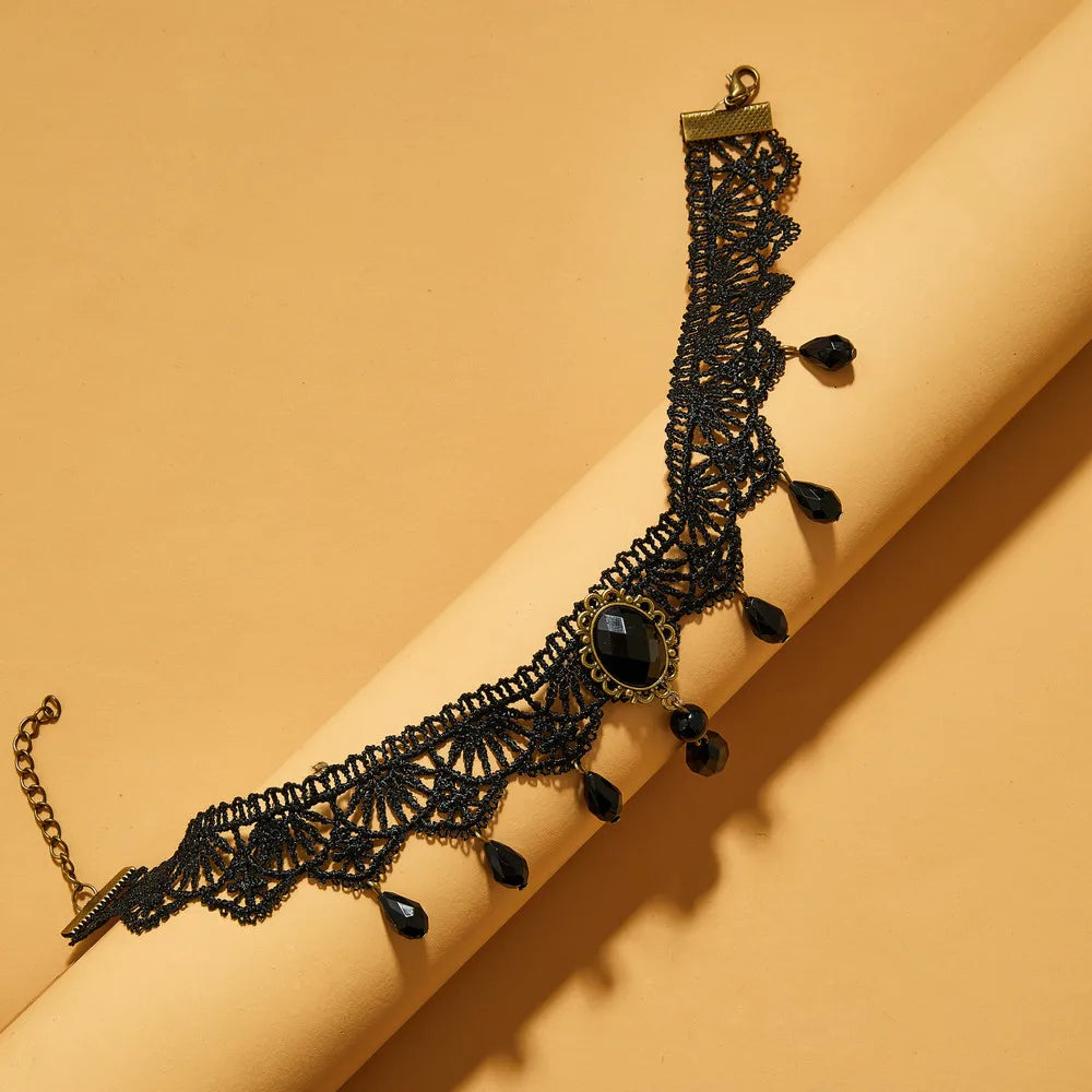 Black Lace Choker Necklace for Women Pendant Chains Bohemian Jewelry Cadenas Mujer Gift Halloween Decoration