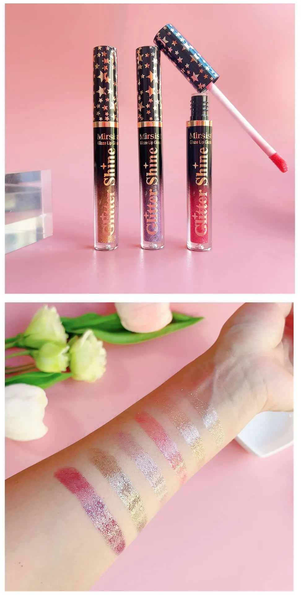 6pc Moisturizing Pearl Lip Glaze Set Watery Hydration Lip Gloss Transfer Resistant Long Lasting Vivid Color Liquid Lipstick