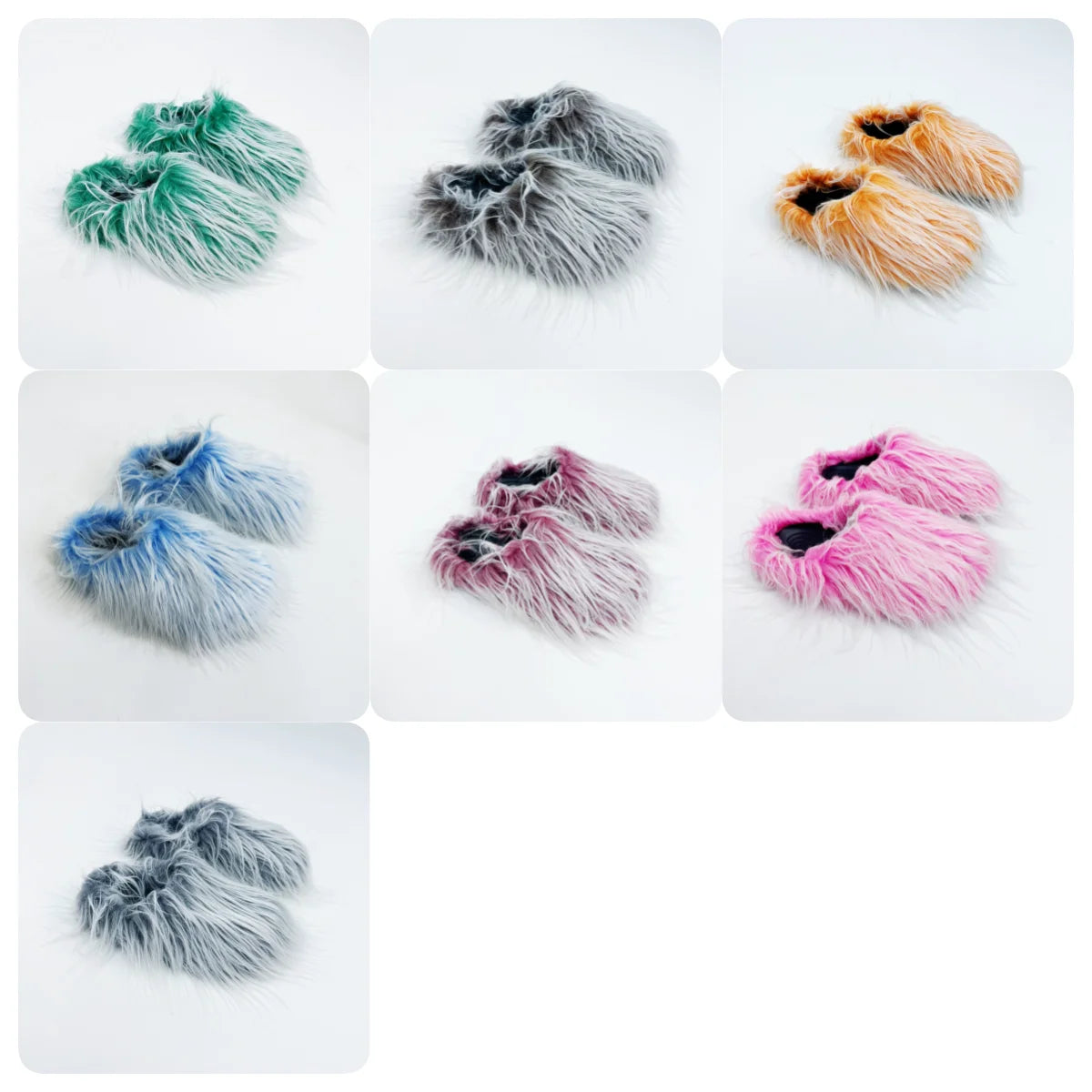 2025 Summer Brand New Fashion Leisure Round Toe Horse Hair Slippers for Women Elegant Flat Platform Slip-on Big Size Shoes 42 43