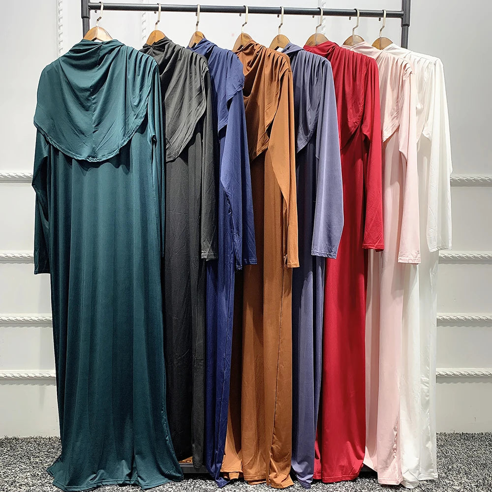 Eid Hooded Muslim Women Hijab Dress Prayer Garment Jilbab Abaya Long Khimar Full Cover Ramadan Gown Abayas Islamic Clothes Niqab