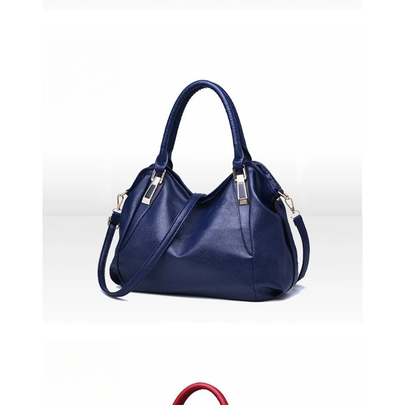 Ladies' leather bag, soft leather, mother's bag, simple middle-aged women's bag, large capacity handbag, crossbody bucket bag
