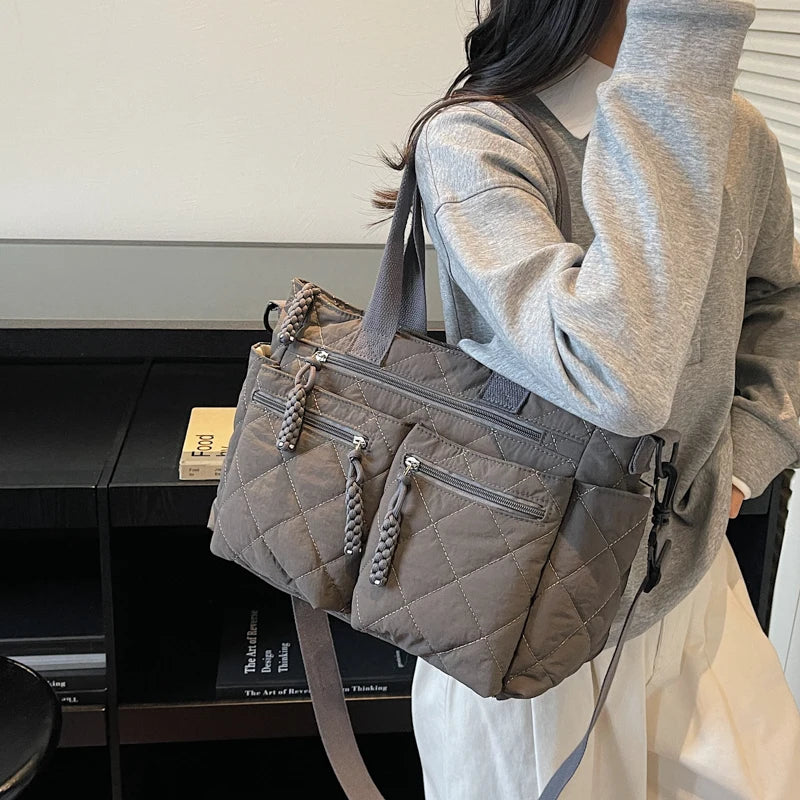 Large capacity Tote Bags for Women Shoulder Side Bag Fashion Space cotton Shopping Bags Multi-pocket Messenger Bag Lady Handbags