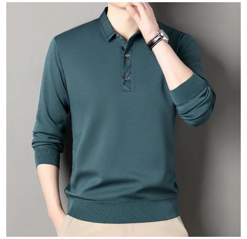 Winter Pullovers Men Knit Polo Shirts Fashion Fleece Lined Polo Sweaters Jumper Thick Knitting Polo Shirts