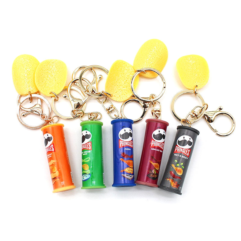 1PC Imitation Pringles Potato Chip Key Chain Bucket Snack Pizza Potato Chip Pendant Bag Hanging Gift