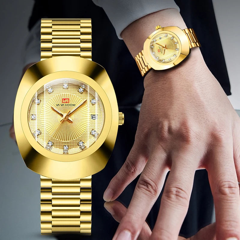 Gold Men Wrist Watches For Male Clock 2025 Top Brand Luxury Golden Fashion Men Quartz Watches Waterproof Wristwatches Dropship