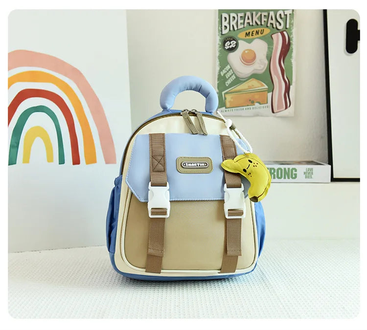 New Large-capacity Backpack Children Kindergarten Backpack Boys Girls Kids Load-reducing Color-blocking Double-shoulder Bag