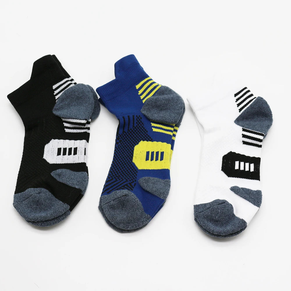 3Pair Professional Fitness Sports Socks Towel Bottom Non-Slip Running Socks Men Women Short Quick-Drying Basketball Training Sox