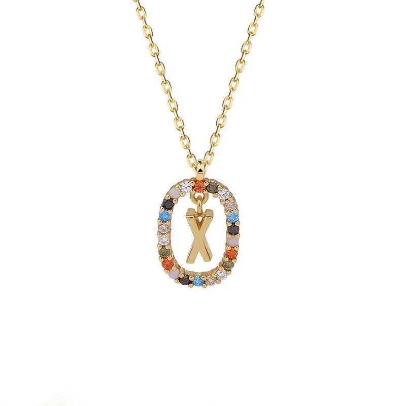 925 Sterling Silver Gold Letters A - Z Initial M S C K Alphabet Pendente Long Chain Necklace Say My Name Fine Jewelry