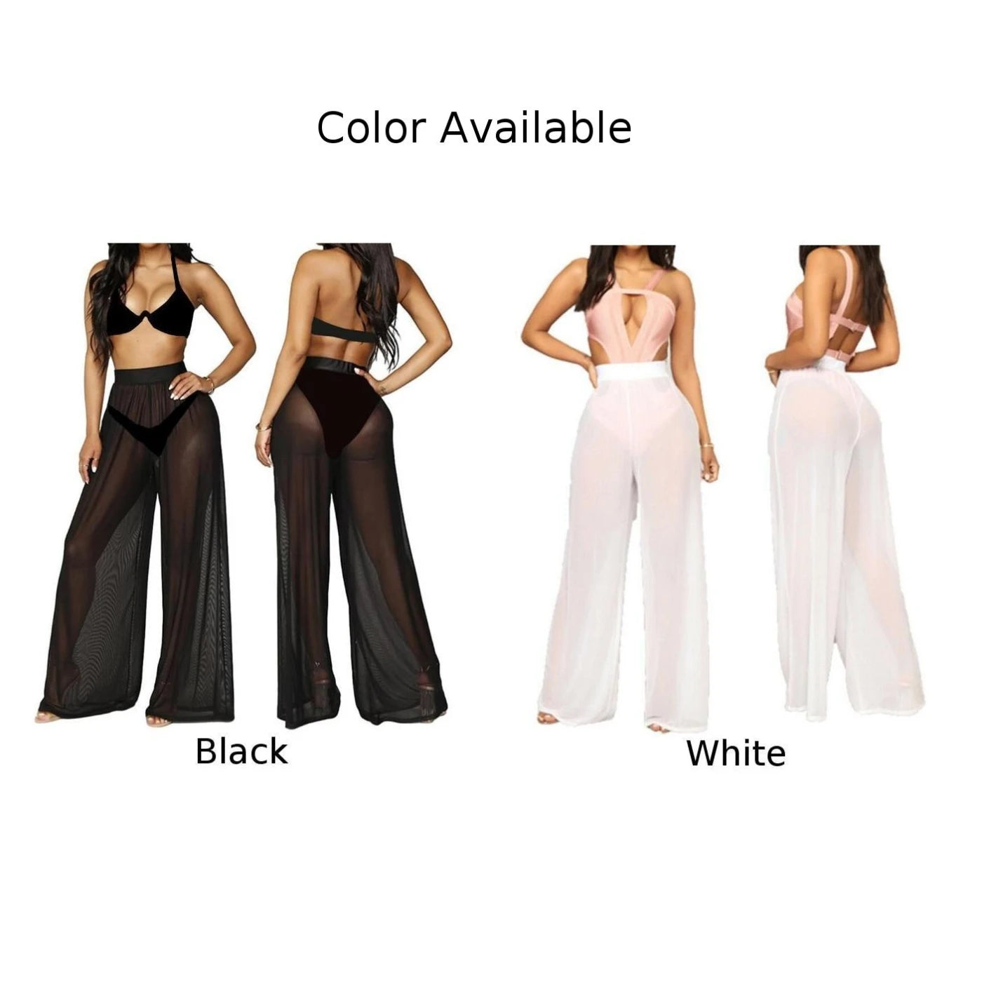 Pants Trousers Dating Daily Shopping Vacation Loose Mesh Polyester Sheer Soft Solid Color Transparent Dynamic Flare