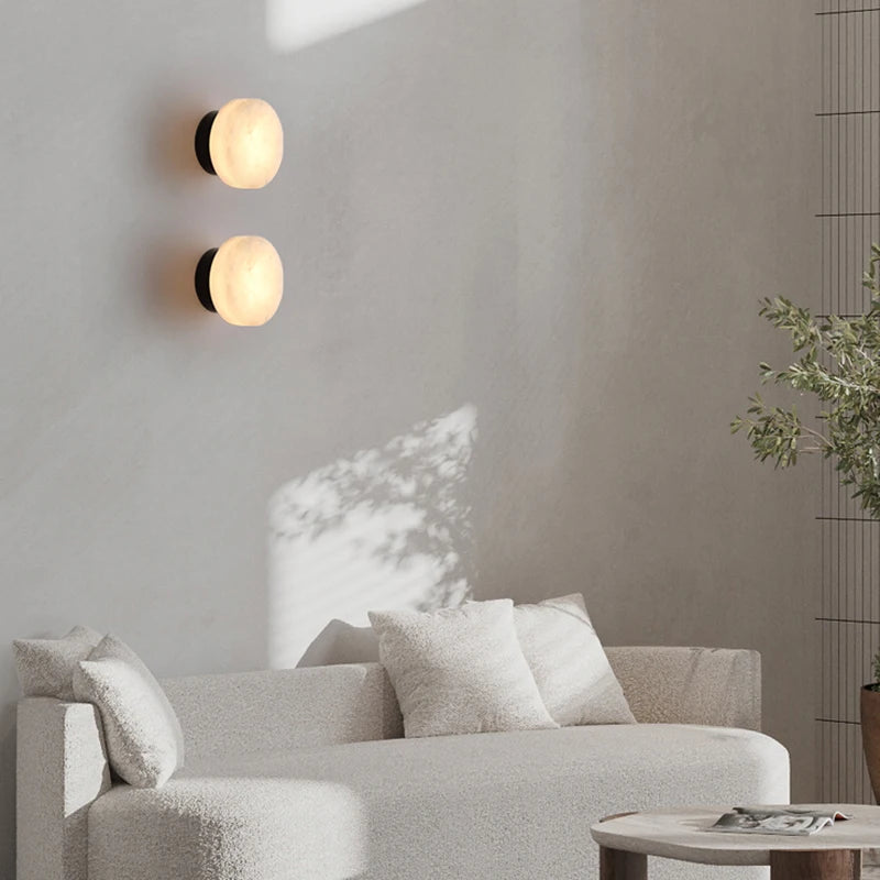 Natural Marble Wall Lamp French Style Background Wall Entryway Staircase Light Modern Indoor Bedside Hallway Lighting Fixture