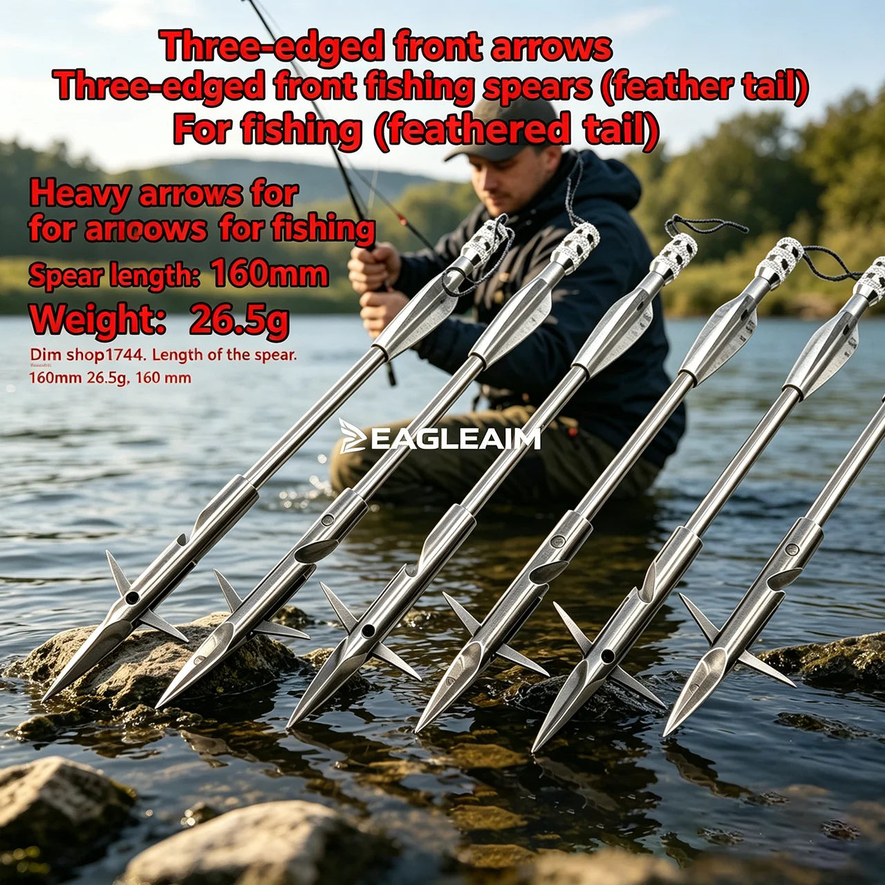 Front Facing Flying Shark Fishing Darts Slingshot Arrows-5 Pack Slingshot Fishing Reel Darts Silver Deep Water Shooting Fish Dar