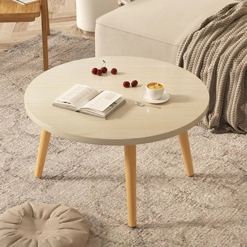 Small Table, Bedroom, Light Luxury Table, Modern Coffee Table, Living Room, Simple Small Round Table, Solid Wood