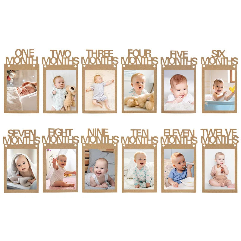 Baby 1st Birthday Decoration Photo Banner 12Months Photo Props Boy Girl One Year First Birthday Party Photograph Bunting Garland